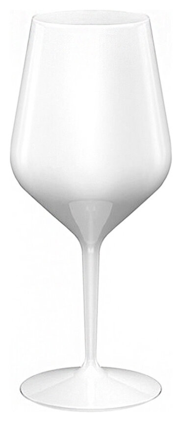 Bílá nerozbitná plastová sklenička na víno 470 ml