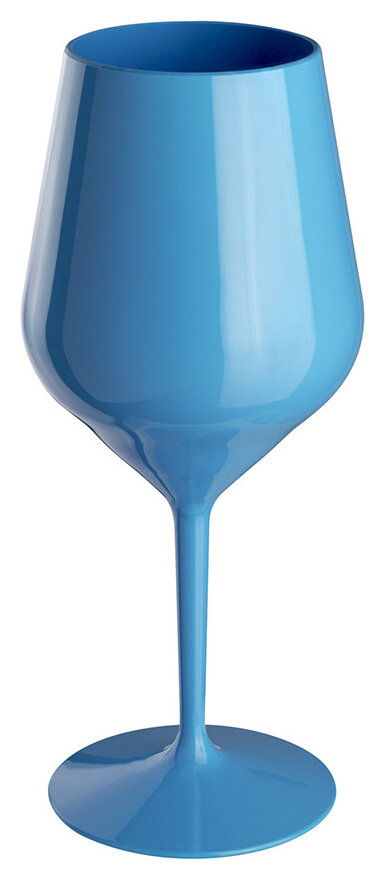 Modrá nerozbitná plastová sklenička na víno 470 ml