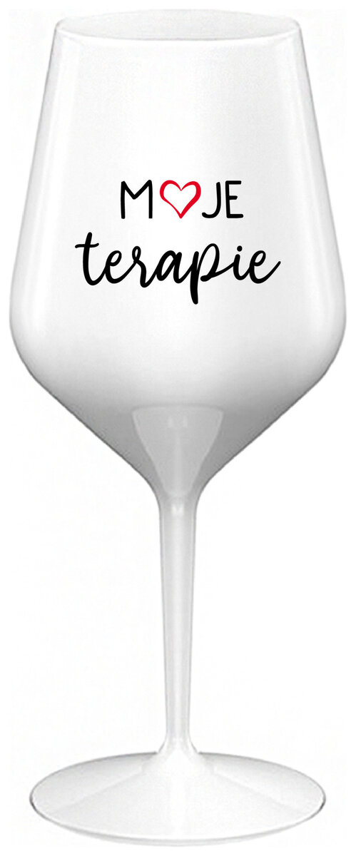 MOJE TERAPIE - bílá nerozbitná sklenička na víno 470 ml