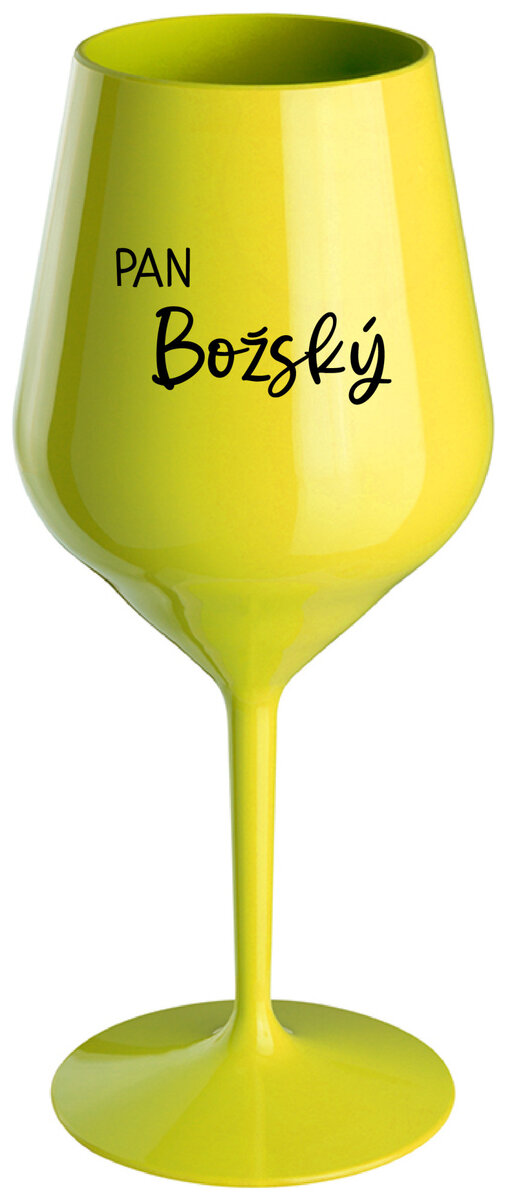 PAN BOŽSKÝ - žlutá nerozbitná sklenička na víno 470 ml