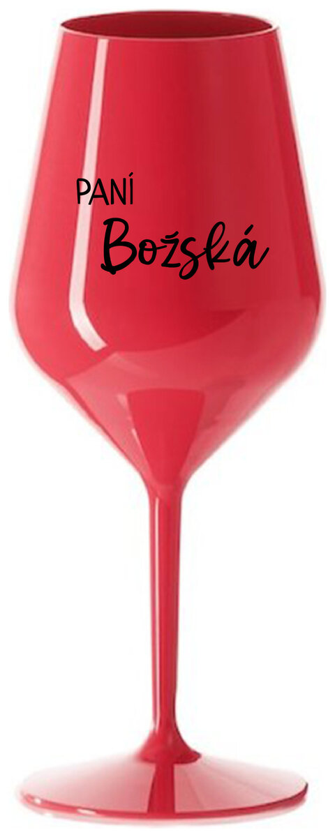 PANÍ BOŽSKÁ - červená nerozbitná sklenička na víno 470 ml