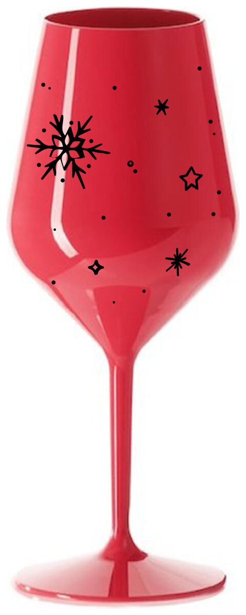 ZIMĚNKA - červená nerozbitná sklenička na víno 470 ml