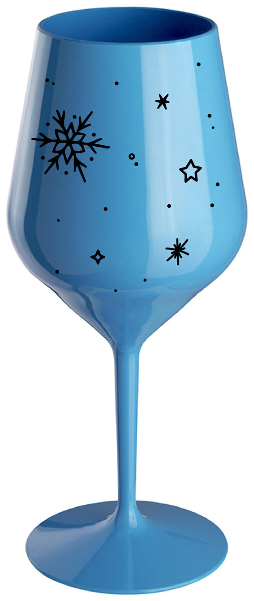 ZIMĚNKA - modrá nerozbitná sklenička na víno 470 ml