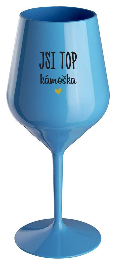 JSI TOP KÁMOŠKA - modrá nerozbitná sklenička na víno 470 ml