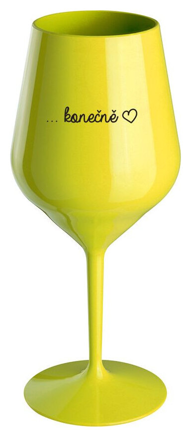 ...KONEČNĚ - žlutá nerozbitná sklenička na víno 470 ml