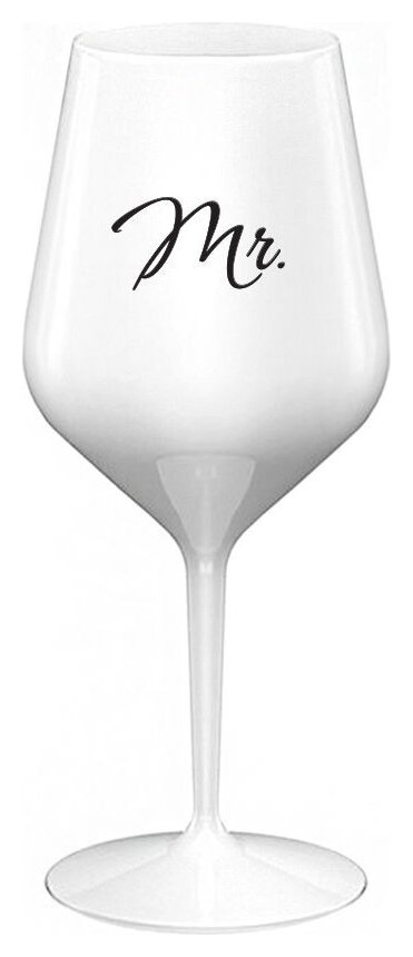 MR. - bílá nerozbitná sklenička na víno 470 ml