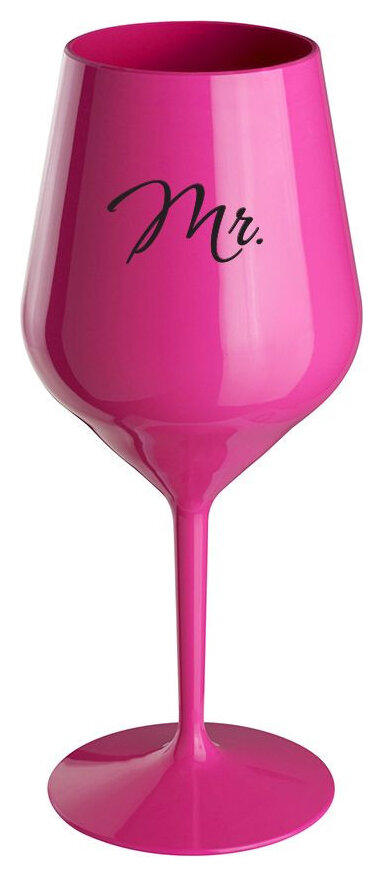 MR. - růžová nerozbitná sklenička na víno 470 ml