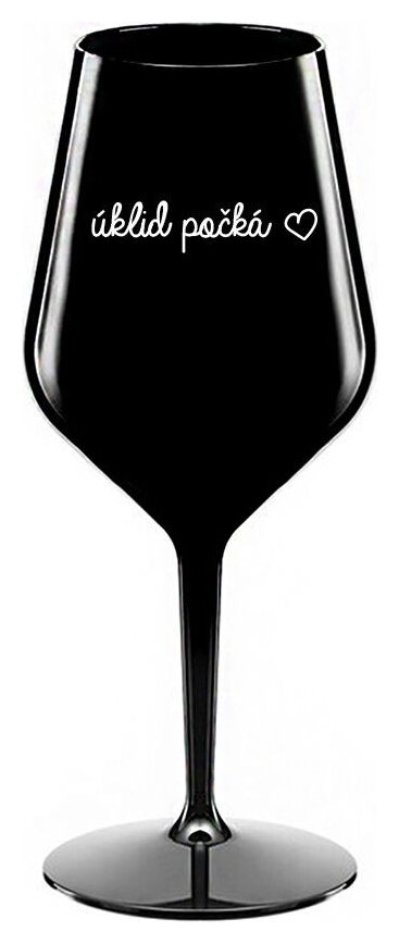 ÚKLID POČKÁ - černá nerozbitná sklenička na víno 470 ml
