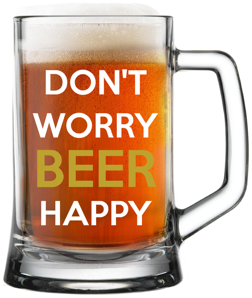 DON'T WORRY BEER HAPPY - pivní sklenička 0,5 l