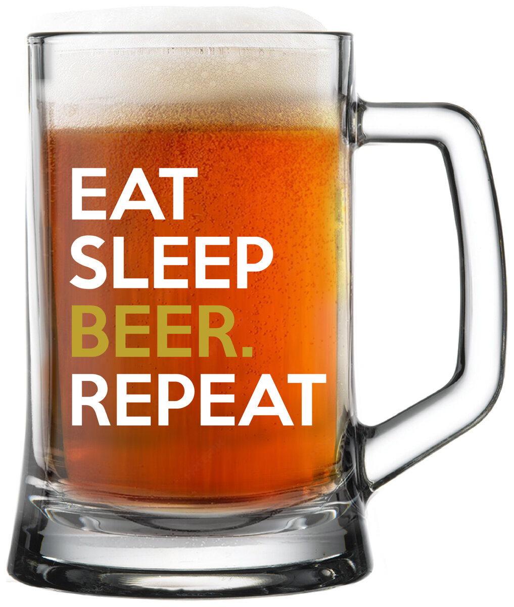 EAT SLEEP BEER. REPEAT - pivní sklenička 0,5 l