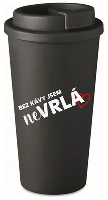 BEZ KÁVY JSEM NEVRLÁ - černý termohrnek 475 ml