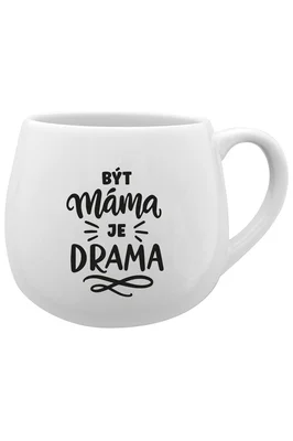 BÝT MÁMA JE DRAMA - bílý keramický hrníček 300 ml