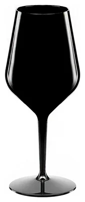 Černá nerozbitná plastová sklenička na víno 470 ml