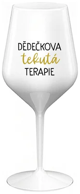 DĚDEČKOVA TEKUTÁ TERAPIE - bílá nerozbitná sklenička na víno 470 ml