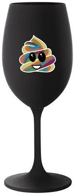 DUHOVÉ VESELÉ EE - černá sklenička na víno 350 ml