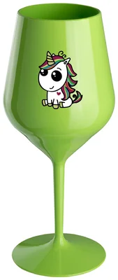 DUHOVÝ JEDNOROŽEC - zelená nerozbitná sklenička na víno 470 ml