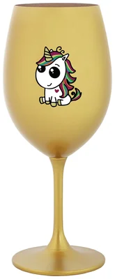 DUHOVÝ JEDNOROŽEC - zlatá sklenička na víno 350 ml