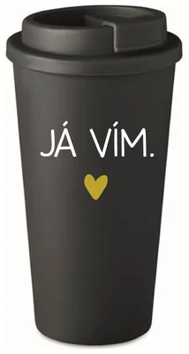 JÁ VÍM. - černý termohrnek 475 ml