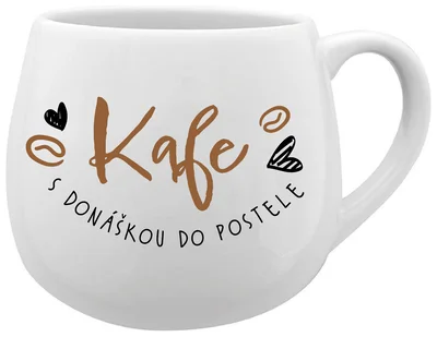 KAFE S DONÁŠKOU DO POSTELE - bílý keramický hrníček 300 ml