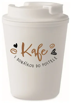 KAFE S DONÁŠKOU DO POSTELE - bílý termohrnek 300 ml