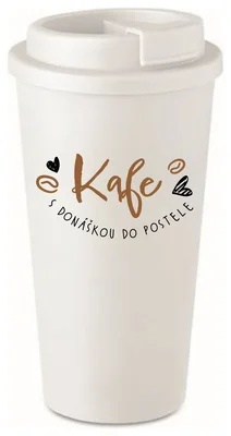 KAFE S DONÁŠKOU DO POSTELE - bílý termohrnek 475 ml