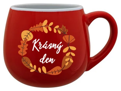 KRÁSNÝ DEN (PODZIM) - červený keramický hrníček 300 ml