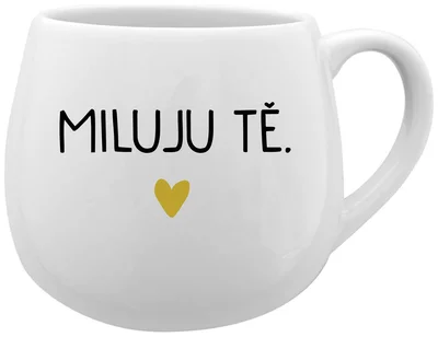 MILUJU TĚ. - bílý keramický hrníček 300 ml