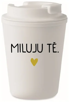 MILUJU TĚ. - bílý termohrnek 300 ml