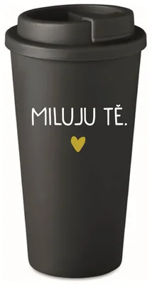 MILUJU TĚ. - černý termohrnek 475 ml