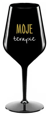 MOJE TERAPIE - černá nerozbitná sklenička na víno 470 ml