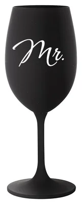 MR. - černá sklenička na víno 350 ml