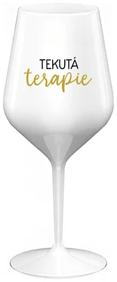 TEKUTÁ TERAPIE - bílá nerozbitná sklenička na víno 470 ml