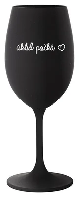ÚKLID POČKÁ - černá sklenička na víno 350 ml