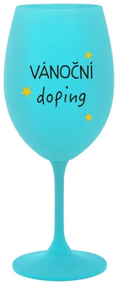 VÁNOČNÍ DOPING - tyrkysová sklenička na víno 350 ml