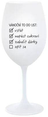 VÁNOČNÍ TODO LIST - bílá  sklenička na víno 350 ml