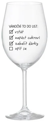 VÁNOČNÍ TODO LIST - čirá sklenička na víno 350 ml