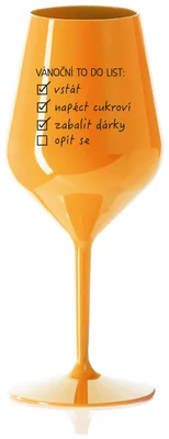 VÁNOČNÍ TODO LIST - oranžová nerozbitná sklenička na víno 470 ml