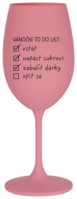 VÁNOČNÍ TODO LIST - růžová sklenička na víno 350 ml