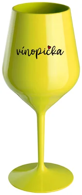 VÍNOPIČKA - žlutá nerozbitná sklenička na víno 470 ml