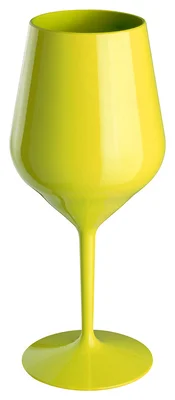 Žlutá nerozbitná plastová sklenička na víno 470 ml