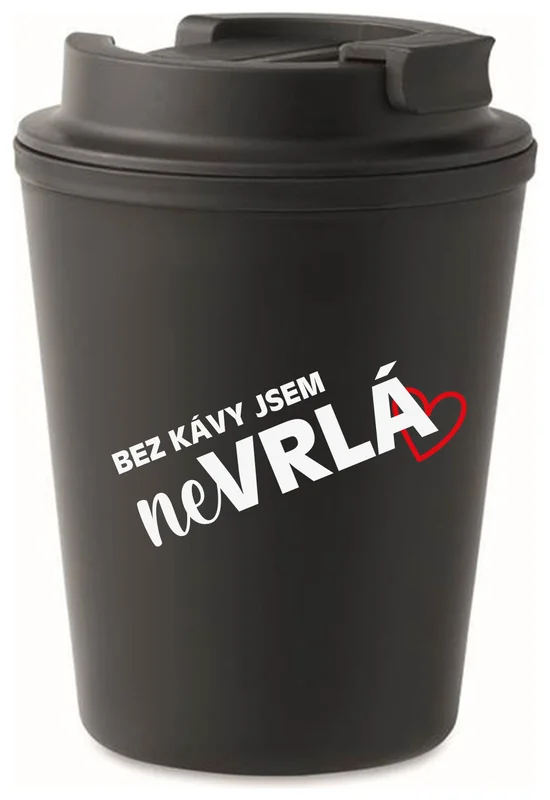 BEZ KÁVY JSEM NEVRLÁ - černý termohrnek 300 ml