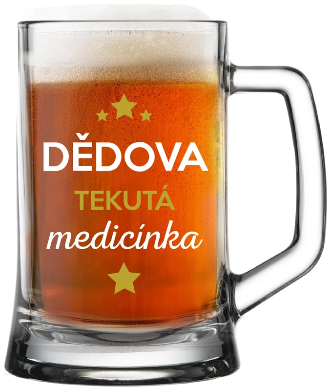 DĚDOVA TEKUTÁ MEDICÍNKA - pivní sklenička 0,5 l