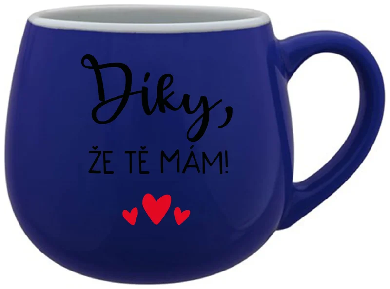 DÍKY, ŽE TĚ MÁM! - modrý keramický hrníček 300 ml