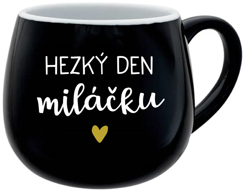 HEZKÝ DEN MILÁČKU - černý keramický hrníček 300 ml