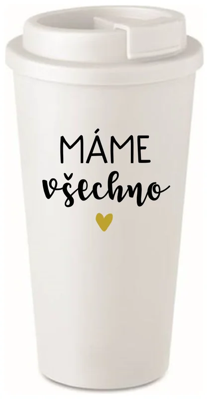 MÁME VŠECHNO - bílý termohrnek 475 ml