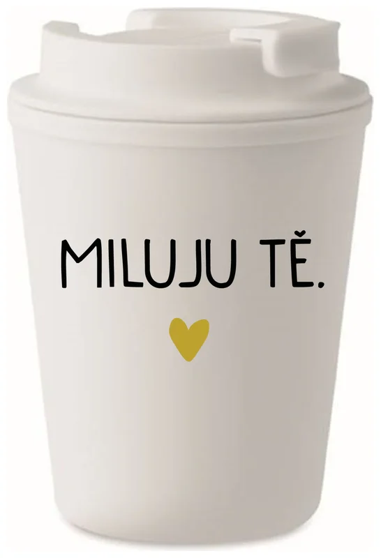 MILUJU TĚ. - bílý termohrnek 300 ml