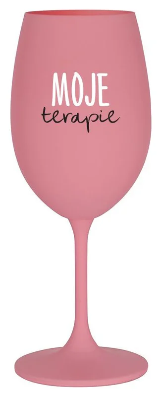MOJE TERAPIE - růžová sklenička na víno 350 ml