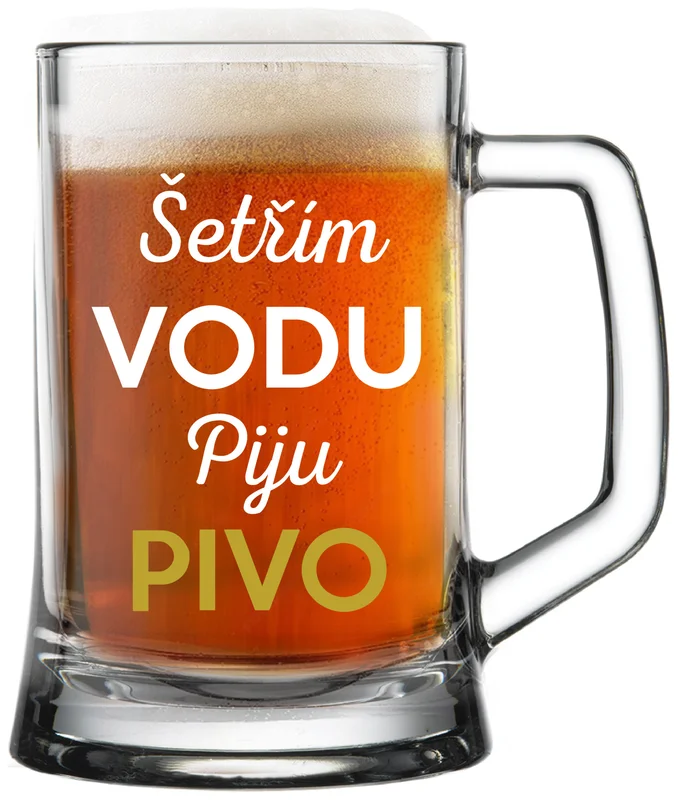 ŠETŘÍM VODU, PIJU PIVO - pivní sklenička 0,5 l