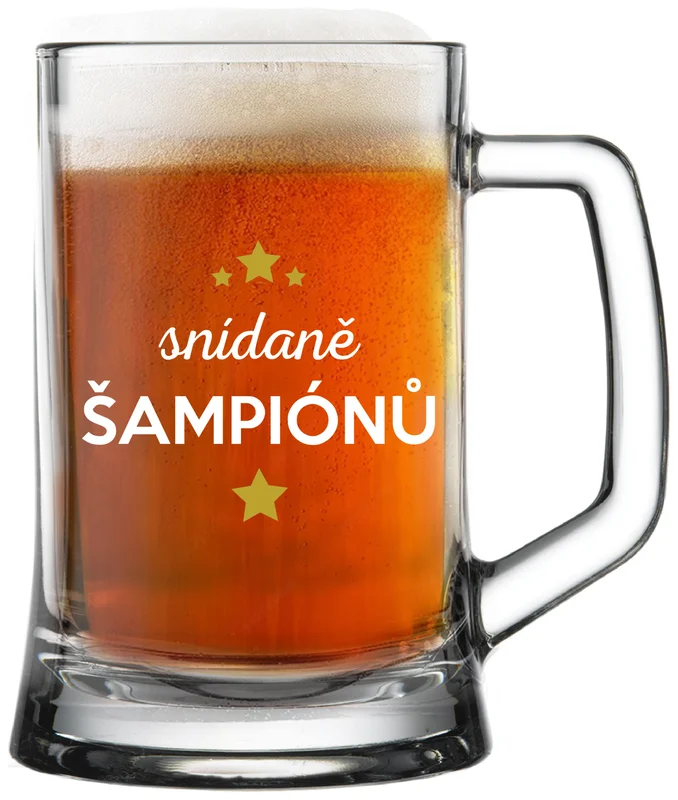 SNÍDANĚ ŠAMPIÓNŮ - pivní sklenička 0,5 l