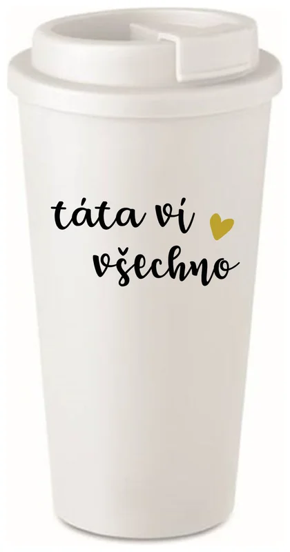 TÁTA VÍ VŠECHNO - bílý termohrnek 475 ml